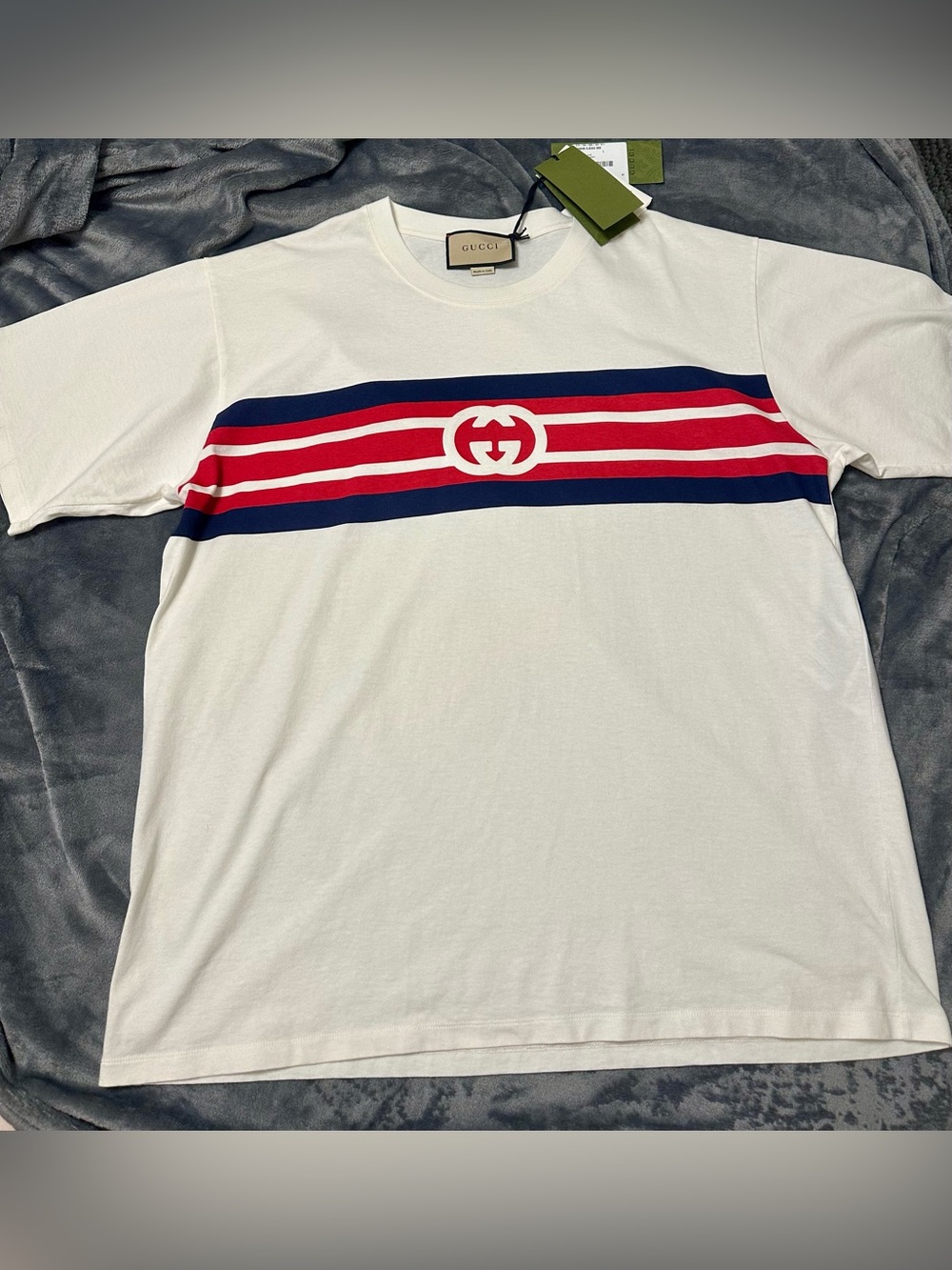 Gucci Interlocking G Stripe T-Shirt – Men’s Size L – NWT